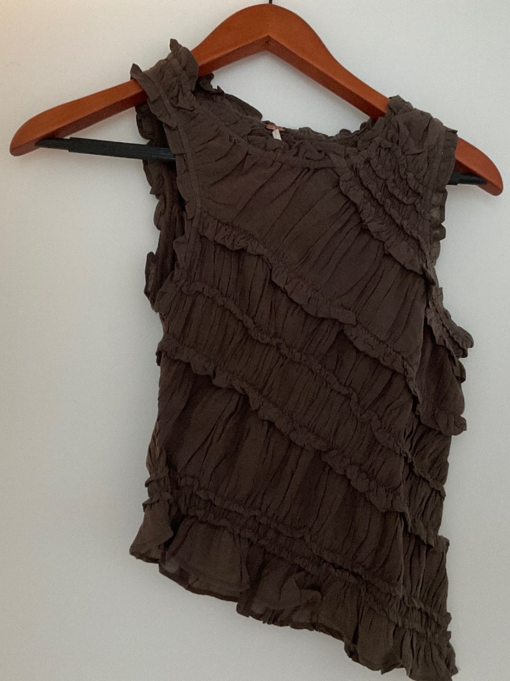 Smocked Asymmetric brown Tank .Free People